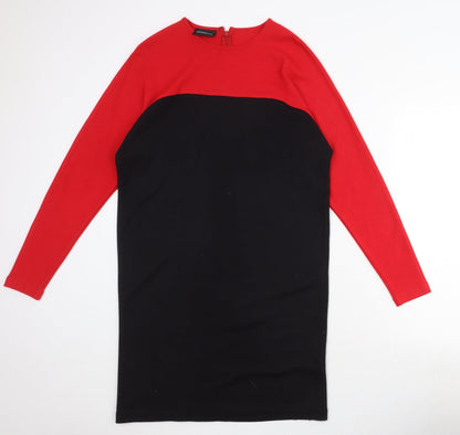 Liz Claiborne Womens Black Colourblock Acrylic Jumper Dress Size S Boat Neck Zip