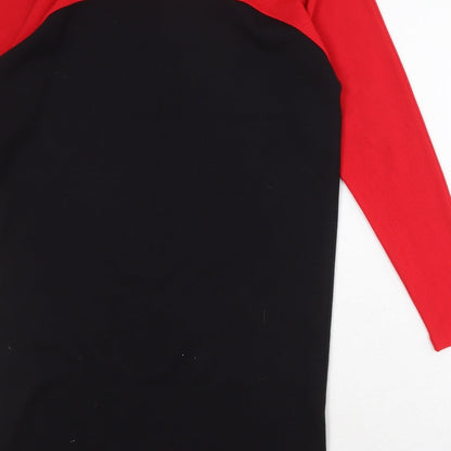 Liz Claiborne Womens Black Colourblock Acrylic Jumper Dress Size S Boat Neck Zip