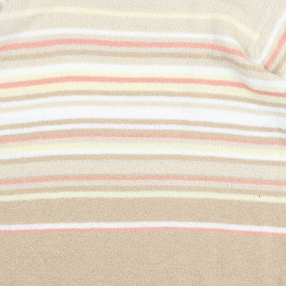 EWM Womens Beige Round Neck Striped Acrylic Pullover Jumper Size M