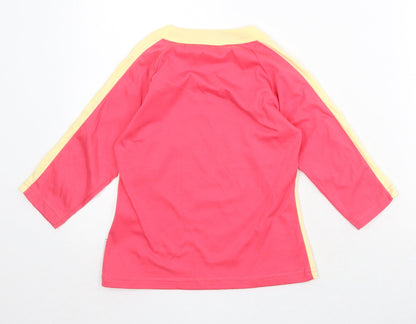 Crimson Girls Pink Colourblock Polyester Pullover T-Shirt Size S Square Neck Pullover