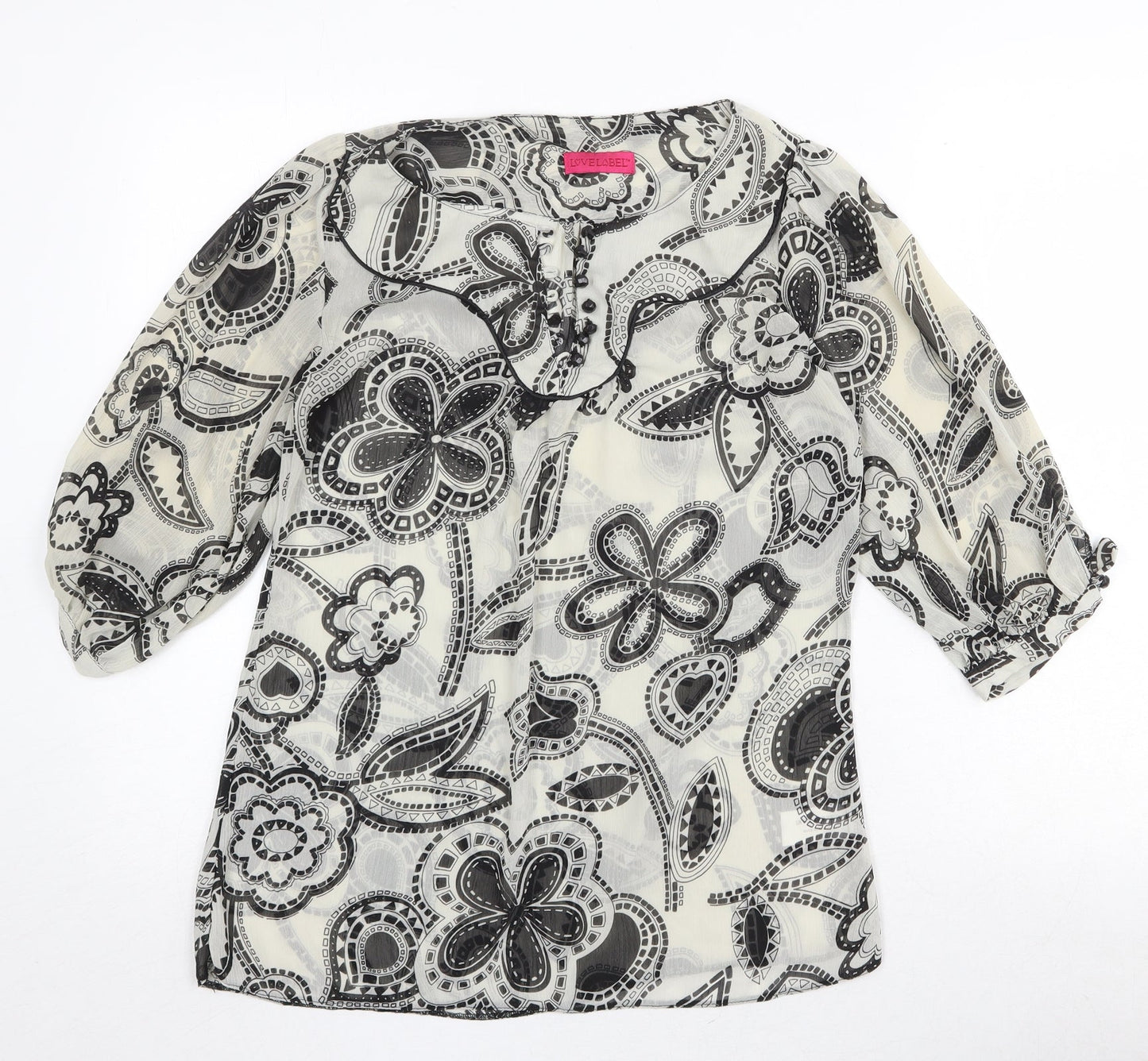 Womens UK Size 8 Love Label Beige Basic Blouse