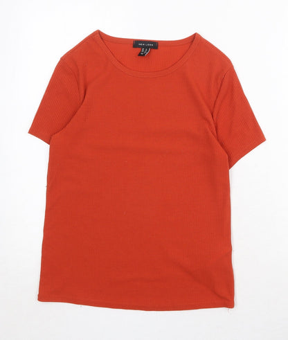 Womens UK Size 12 New Look Orange Basic T-Shirt