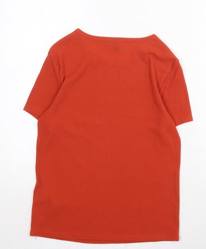 Womens UK Size 12 New Look Orange Basic T-Shirt