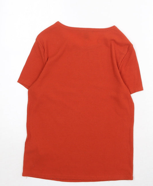 Womens UK Size 12 New Look Orange Basic T-Shirt