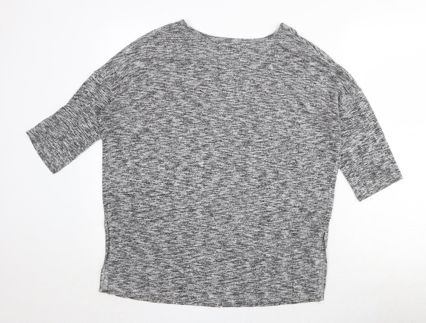 New Look Womens Grey Round Neck Geometric Viscose Pullover Jumper Size L