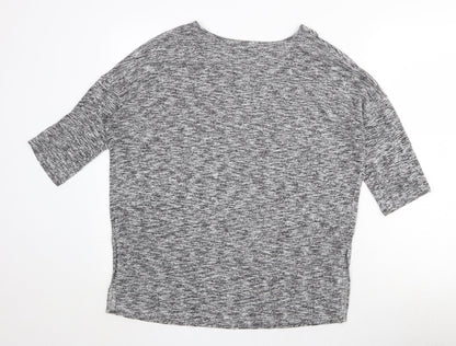 New Look Womens Grey Round Neck Geometric Viscose Pullover Jumper Size L