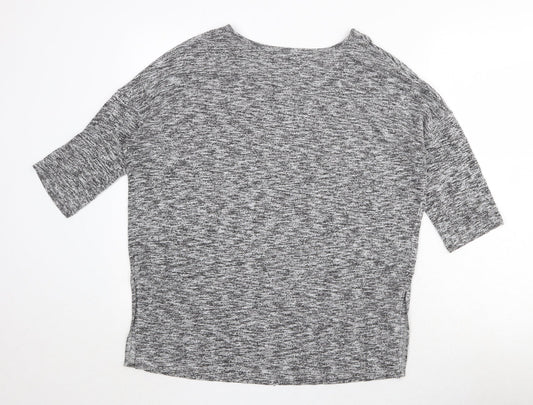 New Look Womens Grey Round Neck Geometric Viscose Pullover Jumper Size L