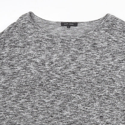 New Look Womens Grey Round Neck Geometric Viscose Pullover Jumper Size L