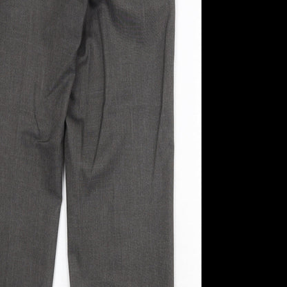 Marks and Spencer Mens Grey Polyester Dress Pants Trousers Size 32 in Regular Zip