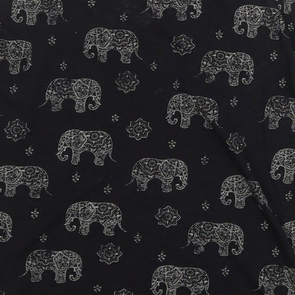 New Look Womens Black Geometric Polyester Basic Blouse Size 8 Round Neck - Mandala Elephant Print