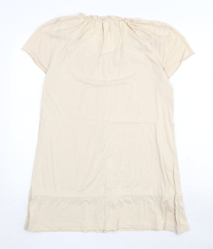 Evans Womens Beige 100% Cotton Basic Blouse Size 14 Round Neck