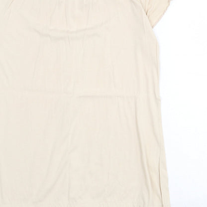 Evans Womens Beige 100% Cotton Basic Blouse Size 14 Round Neck