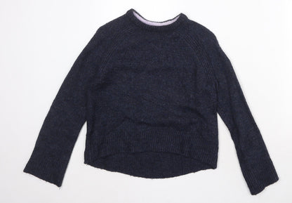 H&M Girls Blue Round Neck Acrylic Pullover Jumper Size 8-9 Years Pullover