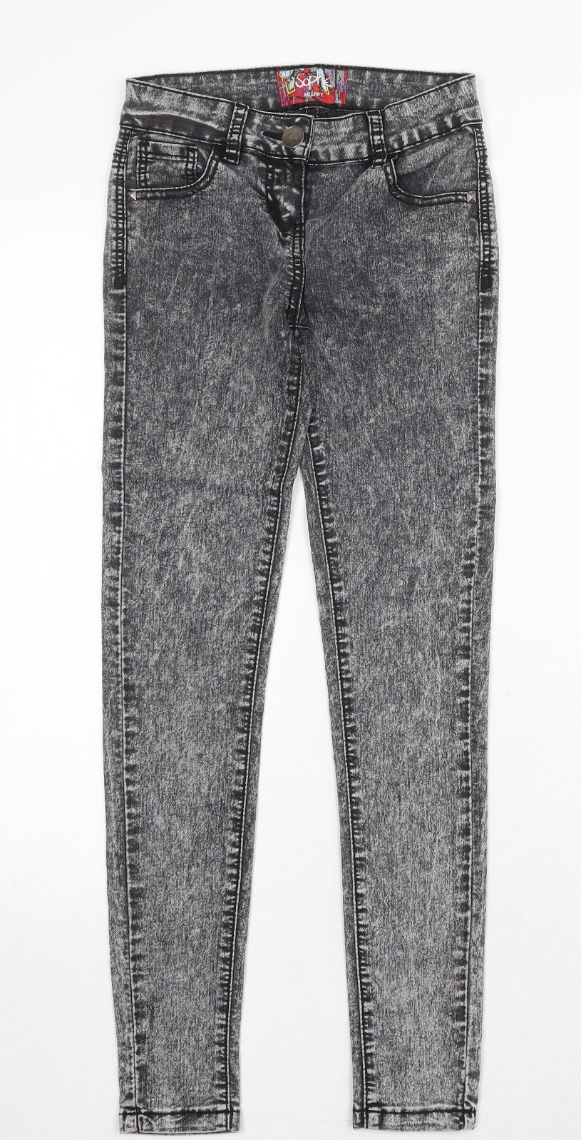 Sophie Girls Grey Cotton Skinny Jeans Size 10-11 Years Regular Zip