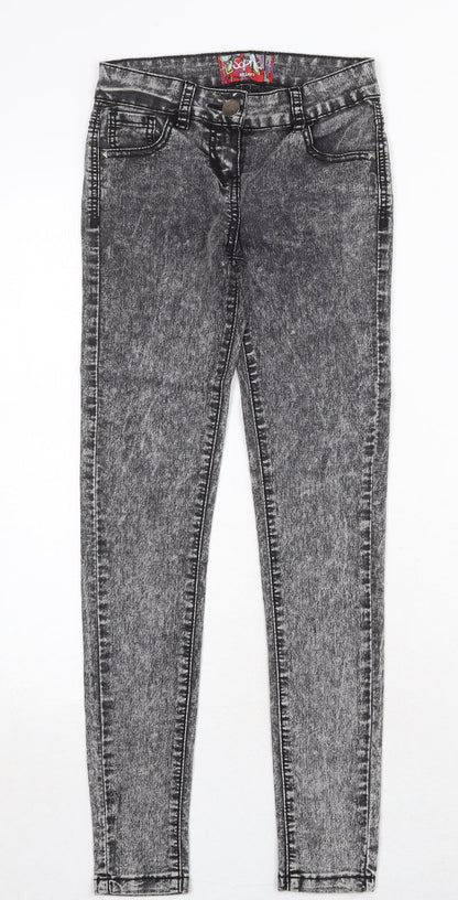Sophie Girls Grey Cotton Skinny Jeans Size 10-11 Years Regular Zip