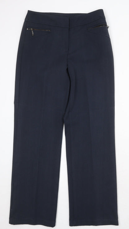 Womens UK Size 8 BHS Regular Fit Dress Pants Blue Trousers