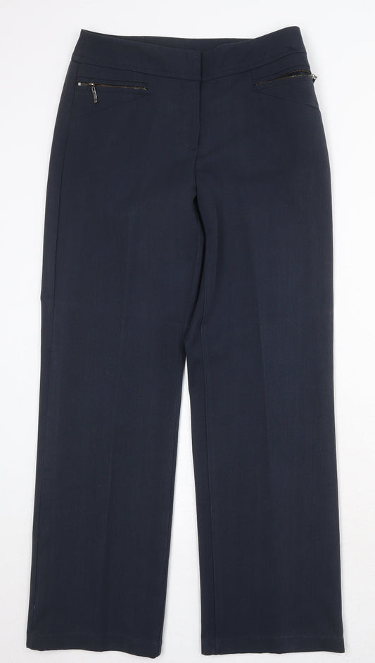 Womens UK Size 8 BHS Regular Fit Dress Pants Blue Trousers