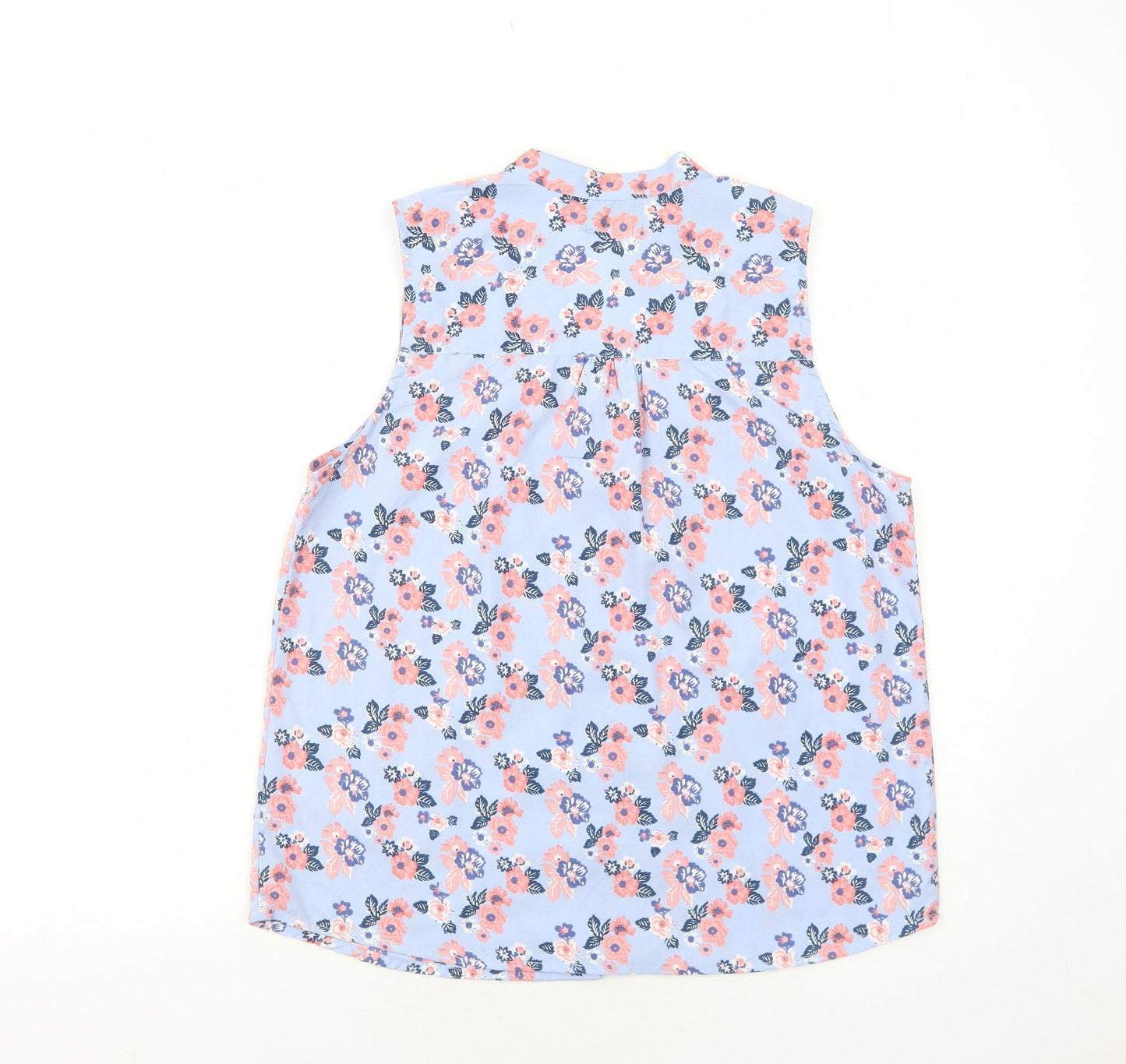 Originals Womens Blue Floral Polyester Basic Button-Up Size 12 V-Neck