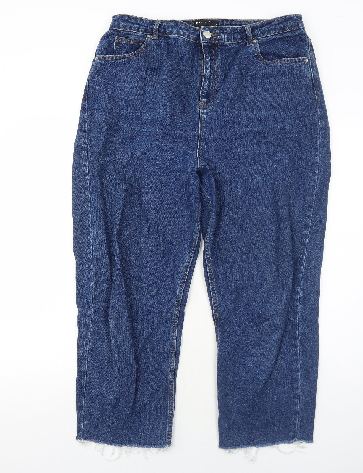 ASOS Womens Blue Cotton Boyfriend Jeans Size 34 in L30 in Regular Zip - Raw hems