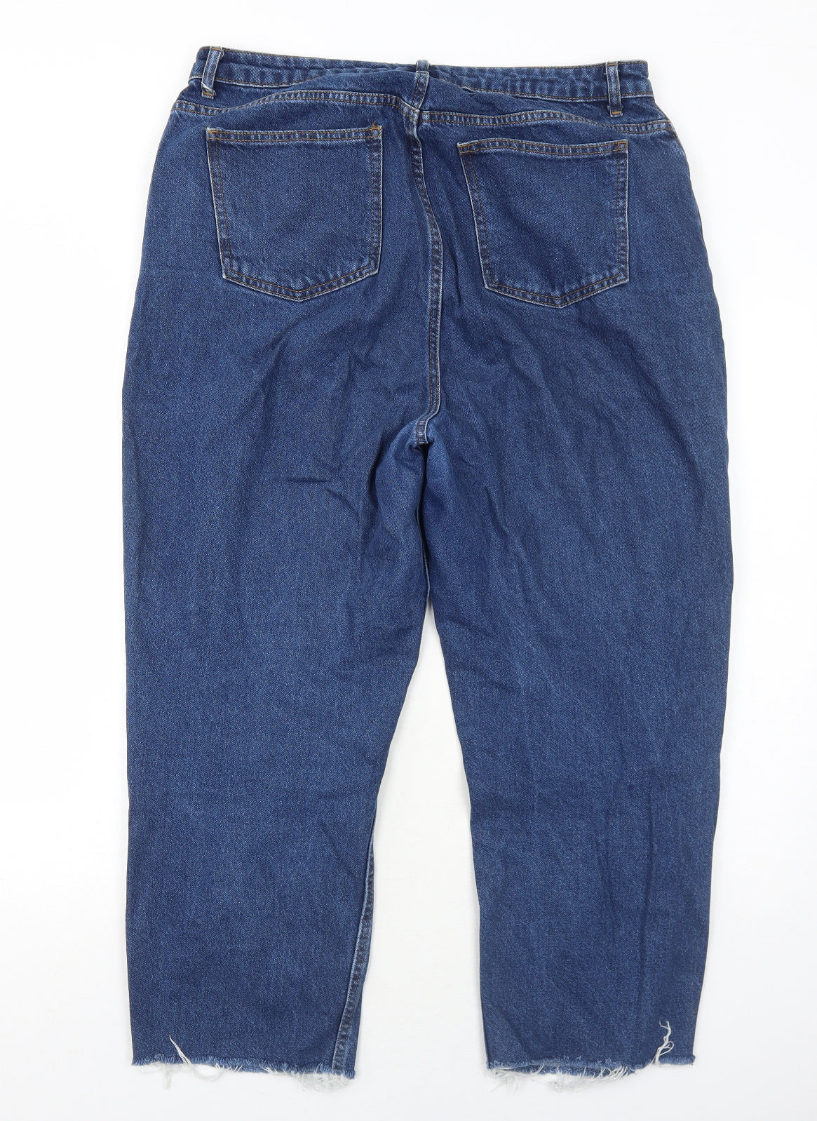 ASOS Womens Blue Cotton Boyfriend Jeans Size 34 in L30 in Regular Zip - Raw hems