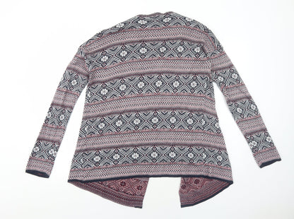 Multiblu Womens Red V-Neck Geometric Viscose Cardigan Jumper Size L
