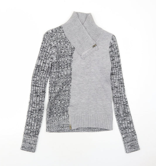 Womens UK Size 8 Rainbow Grey Pullover Jumper