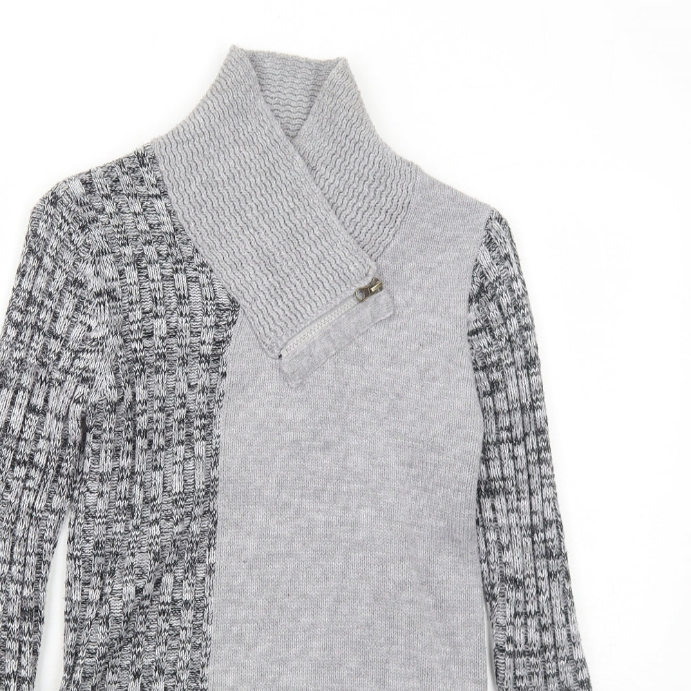 Womens UK Size 8 Rainbow Grey Pullover Jumper