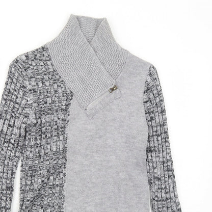 Womens UK Size 8 Rainbow Grey Pullover Jumper