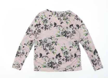 Cheer Womens Pink Geometric Polyester Basic Blouse Size 6 V-Neck