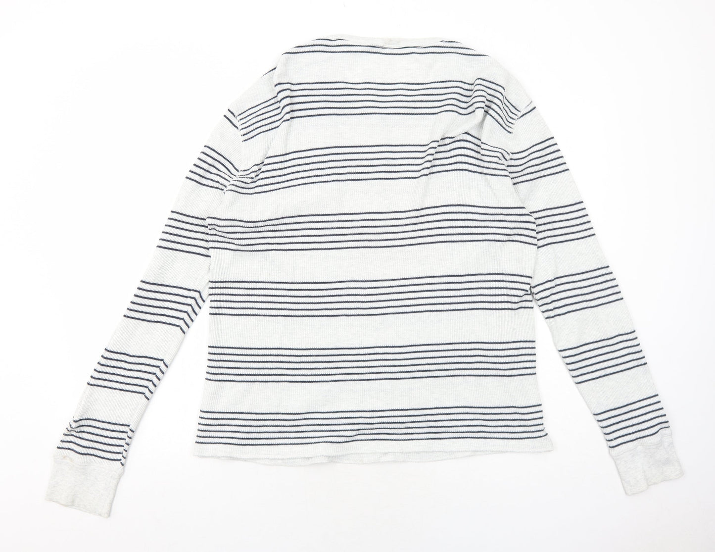 Gap Womens Grey Round Neck Striped Cotton Pullover Jumper Size L