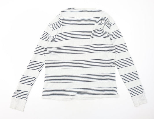 Gap Womens Grey Round Neck Striped Cotton Pullover Jumper Size L
