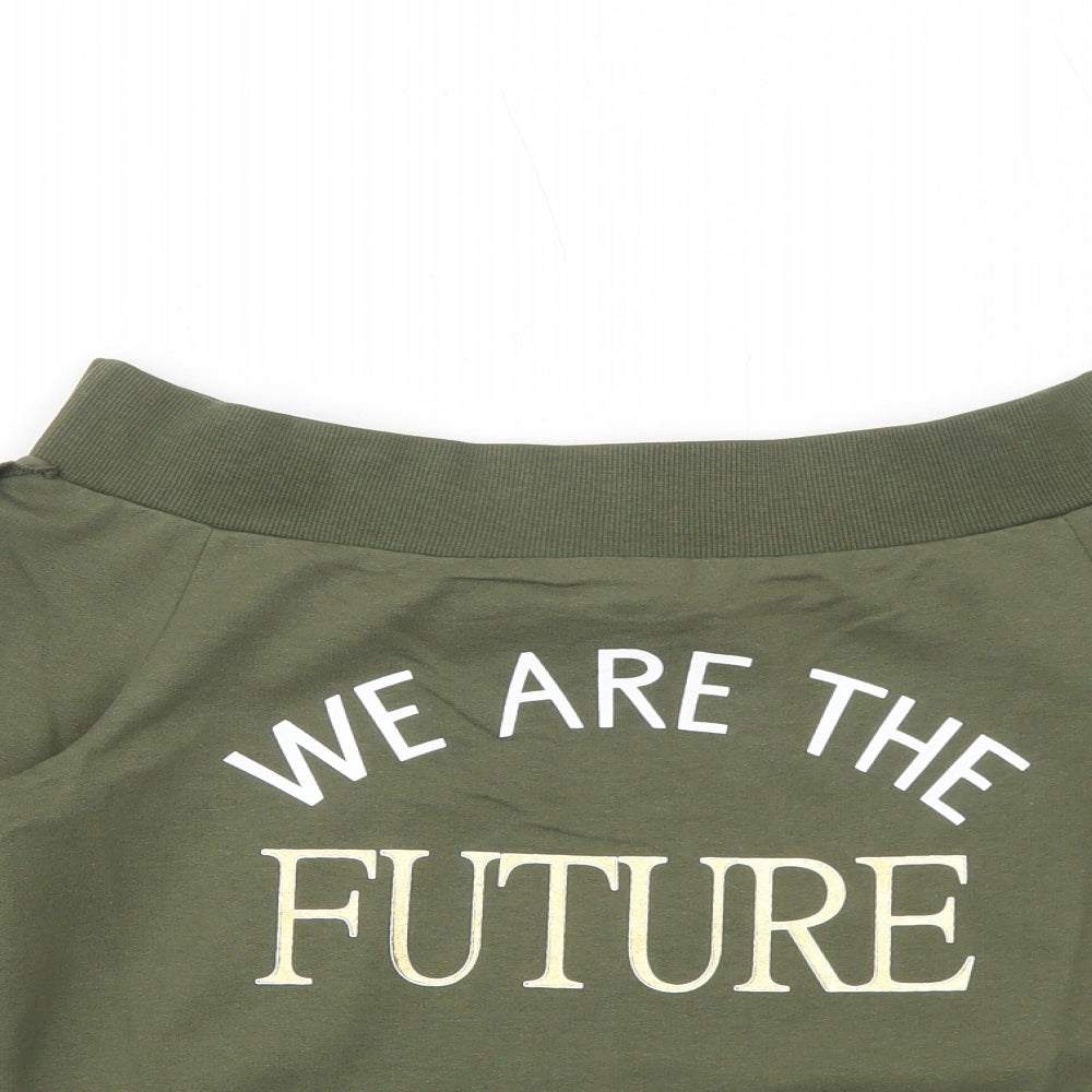 Select Girls Green Cotton Pullover Sweatshirt Size 12-13 Years Pullover - We Are The Future