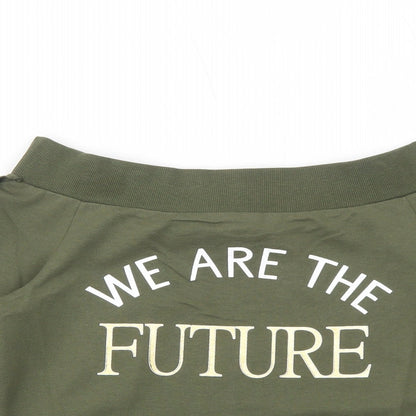 Select Girls Green Cotton Pullover Sweatshirt Size 12-13 Years Pullover - We Are The Future