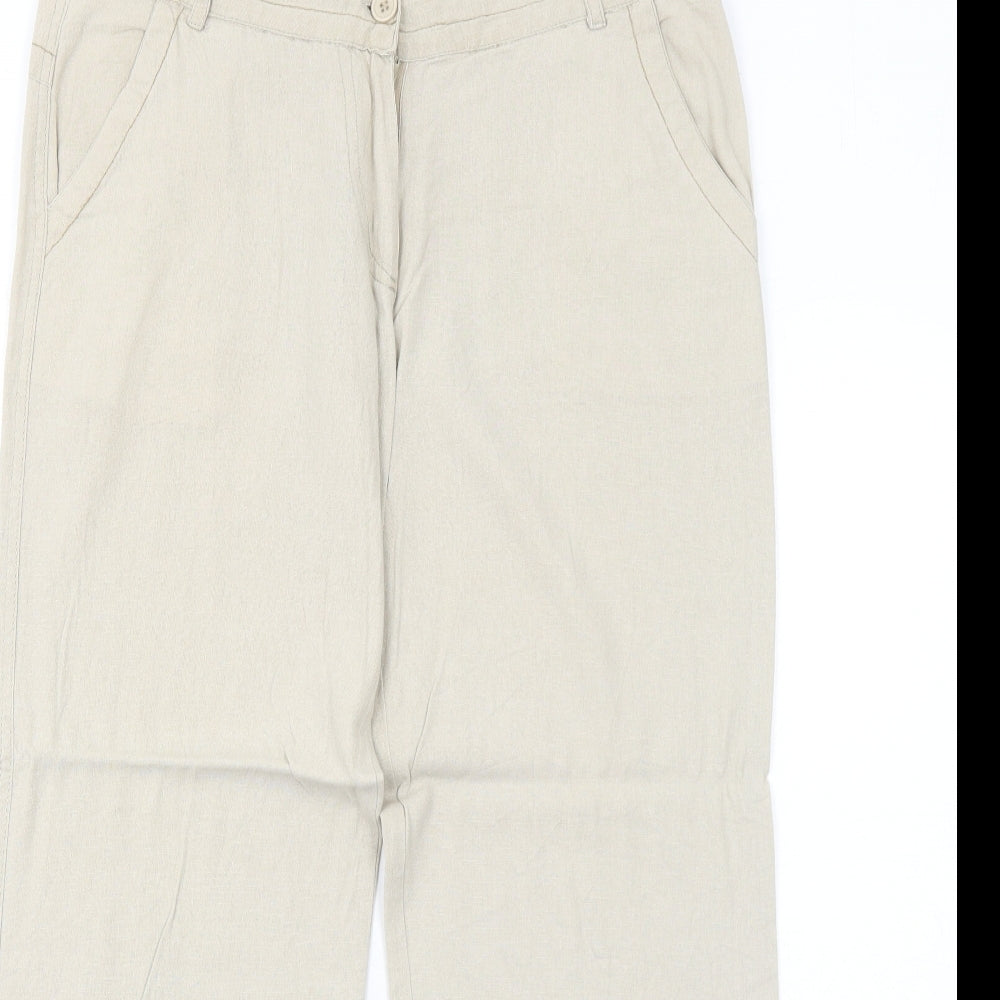 Enza Womens Beige Linen Trousers Size XL Regular Zip