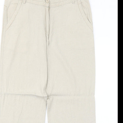 Enza Womens Beige Linen Trousers Size XL Regular Zip