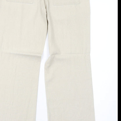 Enza Womens Beige Linen Trousers Size XL Regular Zip