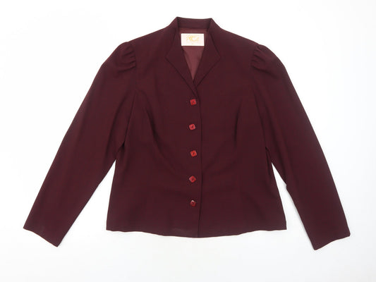 Country Casuals Womens Red Jacket Blazer Size 14 Button