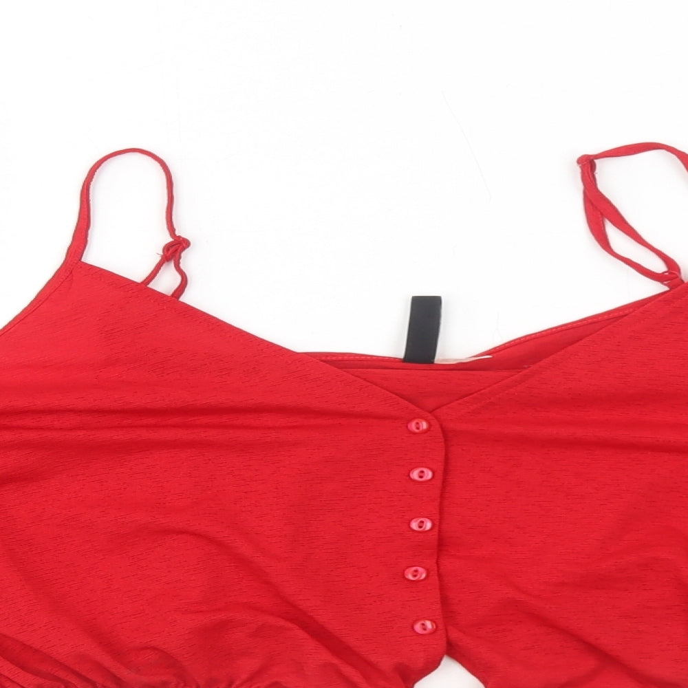 Womens UK Size L H&M Red Cropped Tank