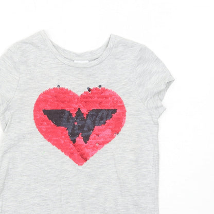 Wonder Woman Girls Grey Polyester Pullover T-Shirt Size 4-5 Years Round Neck Pullover - Heart Asymmetric
