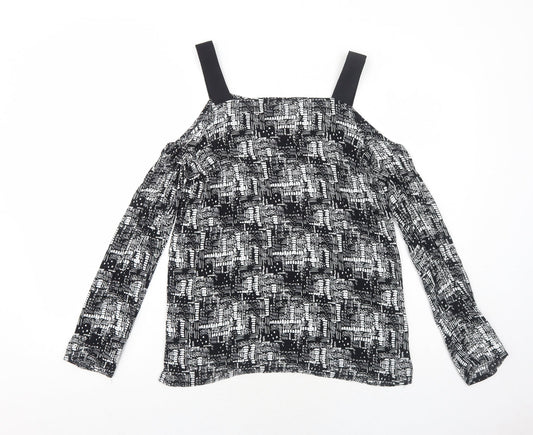 Womens UK Size M Sparkle & Fade Black Basic Blouse