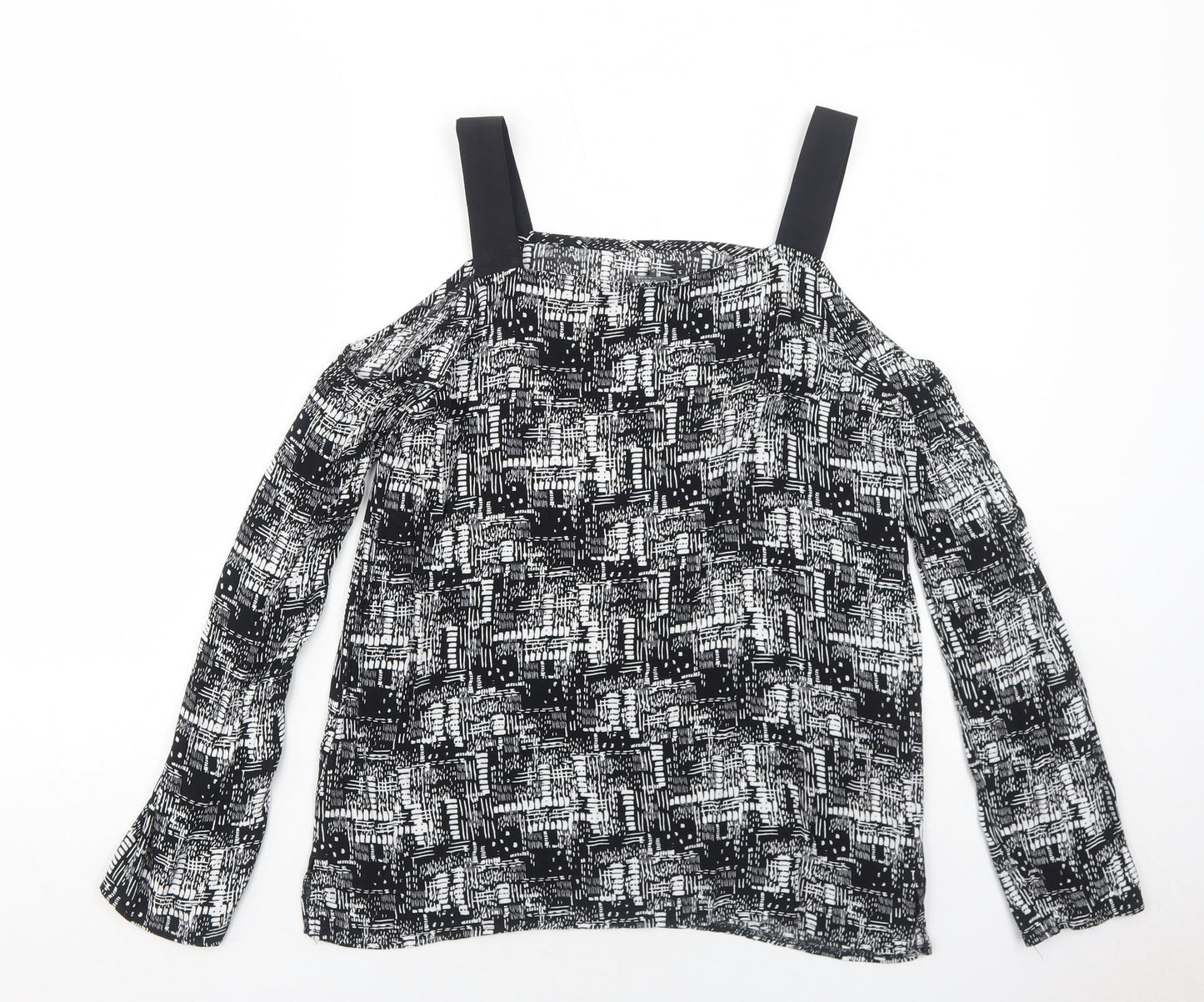 Womens UK Size M Sparkle & Fade Black Basic Blouse