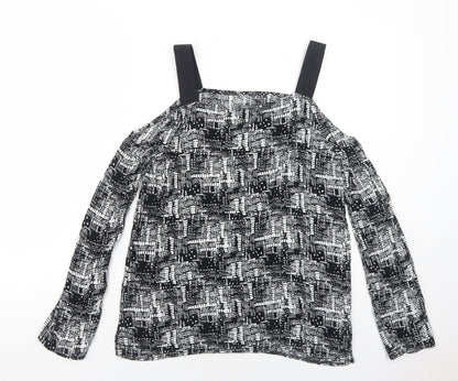 Womens UK Size M Sparkle & Fade Black Basic Blouse