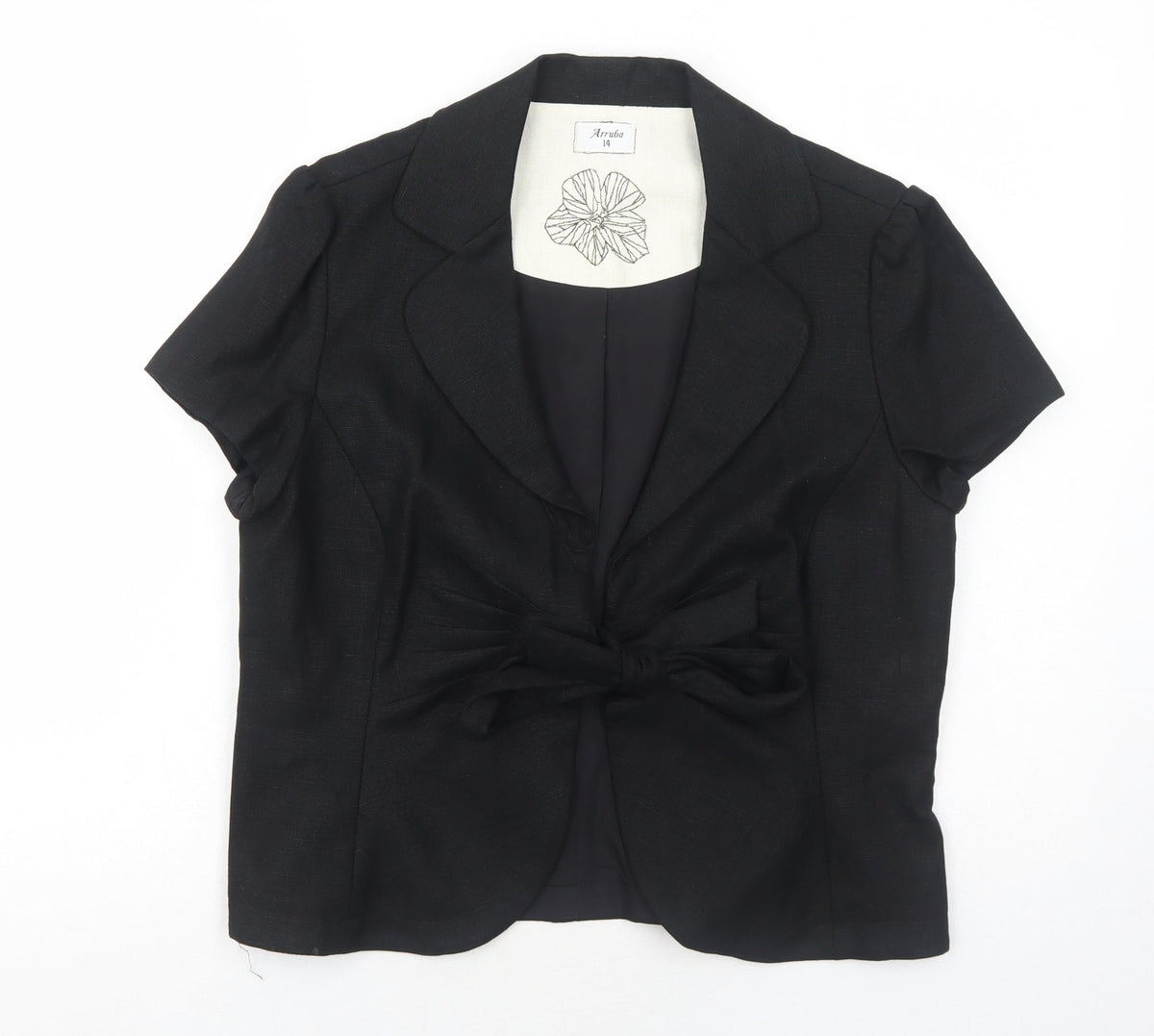 Arruba Womens Black Jacket Blazer Size 14 Tie