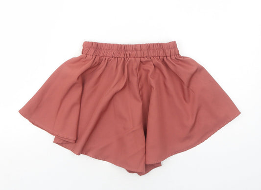 PRETTYLITTLETHING Womens Orange Polyester Sailor Shorts Size 4 Regular Pull On