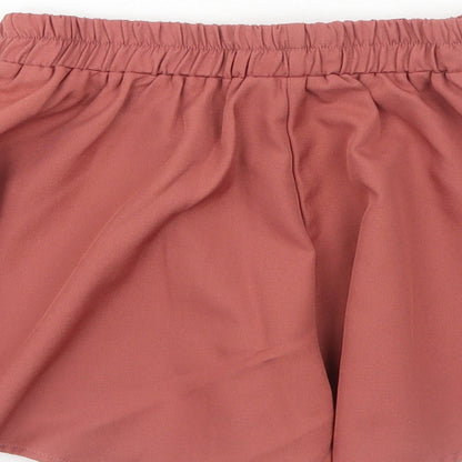 PRETTYLITTLETHING Womens Orange Polyester Sailor Shorts Size 4 Regular Pull On