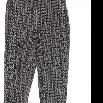 New Look Womens Black Geometric Viscose Trousers Size 8 Regular Zip