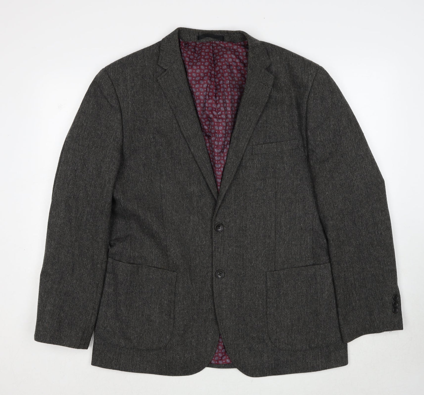 Mens UK Size L Boston Crew Regular Grey Suit Jacket