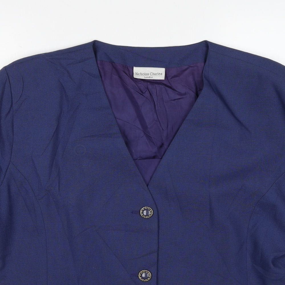 Nicholas Charlets Womens Blue Jacket Blazer Size 18 Button