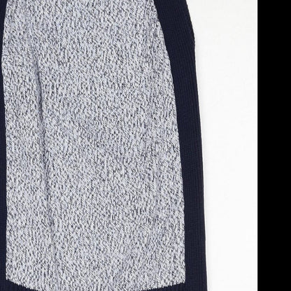Marks and Spencer Womens Blue Square Neck Geometric Cotton Pullover Jumper Size S
