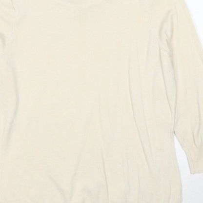 Bonmarché Womens Ivory Round Neck Viscose Pullover Jumper Size S - Lace Details